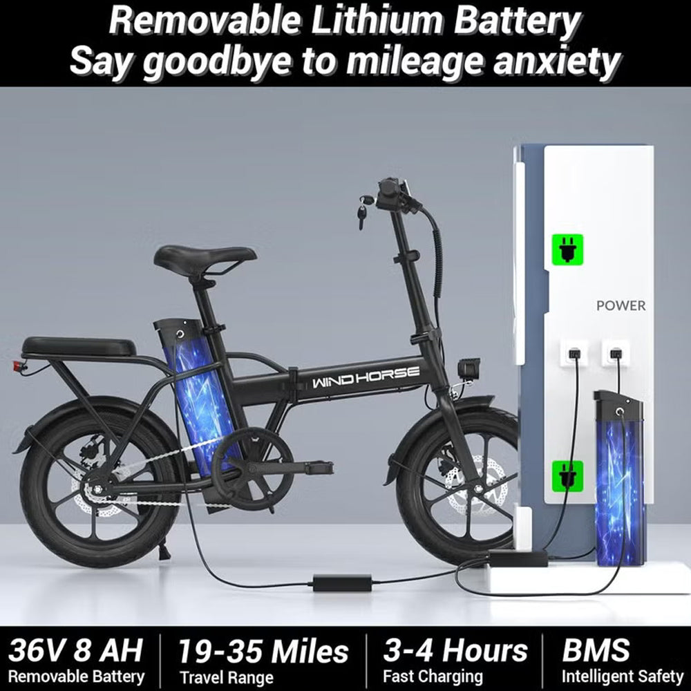 Wind Horse W2A Electric Scooter — 350W Motor, Up to 30 km Range, 35 km/h Top Speed